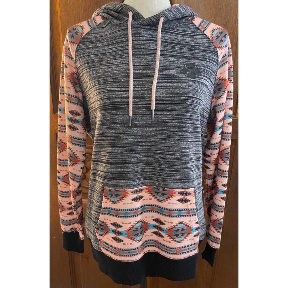 Hooey Women's Patterned Hoodie - Black and Pink